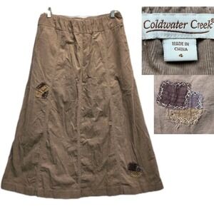 Coldwater Creek Corduroy Brown Skirt Midi Sz 4 Brown Cottagecore Boho Indie 3123